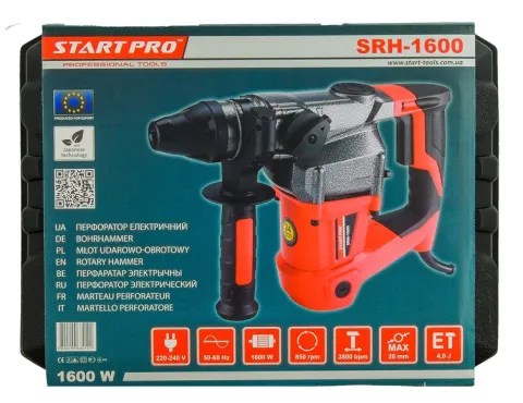 Перфоратор START PRO SRH-1600 в пластиковому кейсі готовий до транспортування