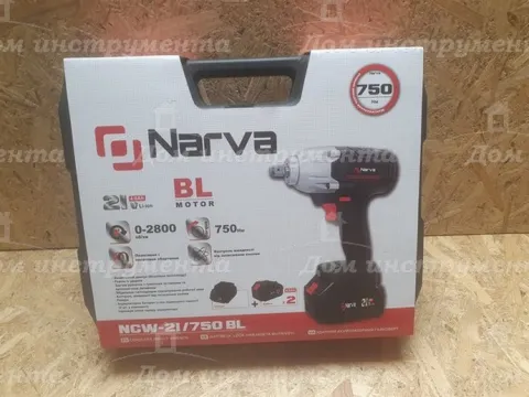 Гайковерт NARVA NCW-21 750BL кейс з характеристиками на упаковці