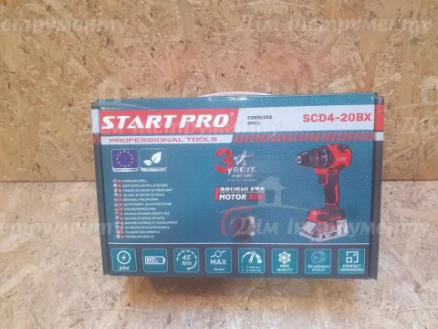 Шуруповерт Start Pro SCD4-20BX в оригінальній картонній упаковці, акумуляторна модель із безщітковим двигуном