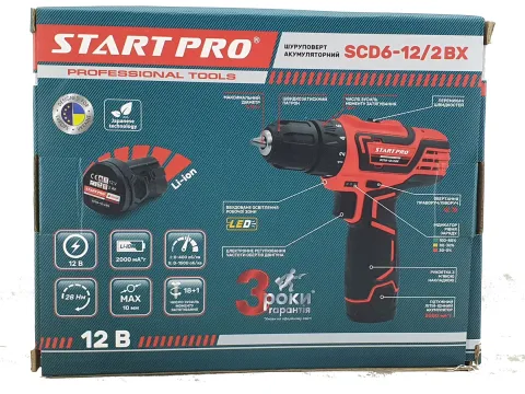 Шуруповерт акумуляторний Start Pro SCD6-12/2 BX